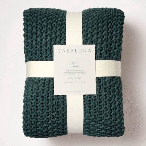 CASALUNA•Knit blanket Full/Queen Dark teal - Picture 1 of 4
